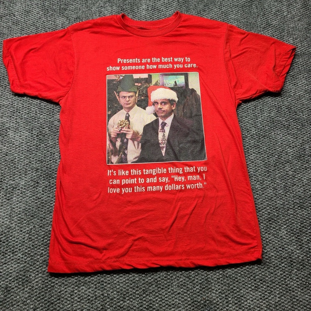 The Office Christmas T Shirt Men M Dwight Michael Short Sleeve Novelty